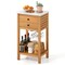 Outdoor Buffet Cabinet with Wine Rack and Faux Marble Countertop Smooth Drawers